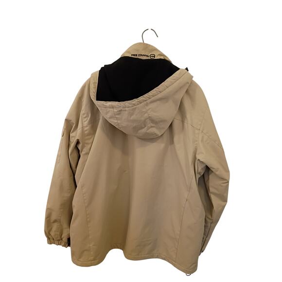 Men's Free Country Large All Weather Lightweight Hooded Jacket Khaki Black - Picture 7 of 13